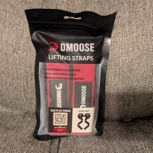 DMoose Lifting Straps (Pair) Wrist Support Straps for Weightlifting Red